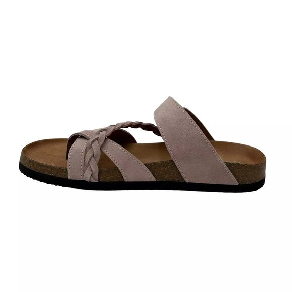 White Mountain Womens Leather Slide Sandals Size 9 Light Lavender Toe Loop Style - Picture 6 of 15